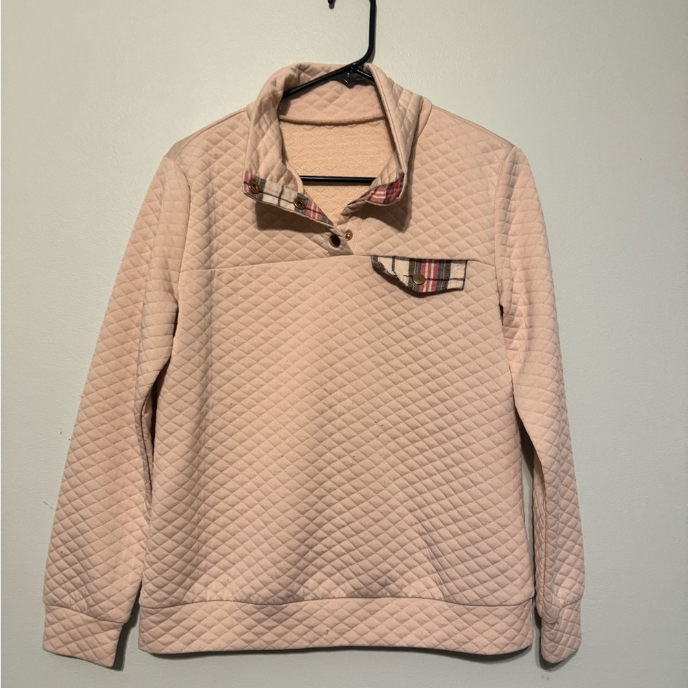 SHEIN Cream Quilted Pullover